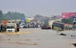 Inondations à Rampur, dans l'Etat indien de l'Uttar Pradesh, le 20 octobre 2021