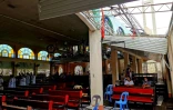 L'église d'Alegria endommagée par le typhon Rai, le 25 décembre 2021 aux Philippines