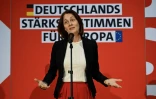 La vice-présidente du Parlement européen et tête de liste du parti social-démocrate (SPD) allemand Katarina Barley, le 9 juin 2024 à Berlin