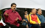 Le président vénézuélien  Nicolas Maduro lors d'un meeting à Caracas le 2 août 2017
