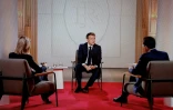 Le président Emmanuel Macron lors d'un entretien diffusé sur TF1 et LCI le 15 décembre 2021