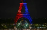 La Tour Eiffel illuminée aux couleurs du PSG, le soir de la finale du PSG face à l'Inter Milan, le 31 mai 2025