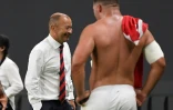 Le sélectionneur de l'Angleterre Eddie Jones lors de la victoire de l'Angleterre sur les Tonga à Sapporo lors du Mondial le 22 septembre 2019