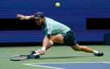 Le Français Corentin Moutet lors de son 8e de finale à l'US Open, perdu face au Norvégien Casper Ruud, le 4 septembre 2020 à New York
