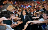 Le président Nicolas Sarkozy lors d'un meeting de campagne pour la présidentielle, en mai 2012 à Toulon
