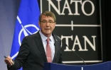 Le ministre américain de la Défense Ashton Carter lors d'une conférence de presse au siège de l'Otan à Bruxelles le 8 octobre 2015