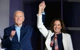 Le président américain Joe Biden et la vice-présidente américain Kamala Harris au balcon de la Maison Blanche, lors de la fête de l'Indépendance, le 4 juillet 2024 à Washington