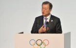 Le président sud-coréen Moon Jae-in, lors d'une cérémonie du CIO, le 5 février 2018 à Gangneung