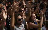 Manifestation de la Place d'Espagne vers la Place de Catalogne contre le référendum d'autodétermination, le 3 octobre 2017 à Barcelone