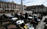 Des terrasses de cafés place du Capitale, le 25 février 2022 à Toulouse