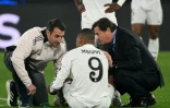 Kylian Mbappé, buteur pour le Real face à l'Atalanta, mais contraint de sortir sur blessure ensuite, le 10 décembre 2024 à Bergame