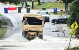 Une rue inondée à Columbia, le 5 octobre 2015, en Caroline du Sud