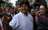 L'ex-président bolivien Evo Morales et la maire de Mexico Claudia Sheinbaum (d), le 13 novembre 2019 à Mexico