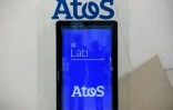Logo d'Atos, photographié le 4 avril 2019