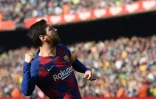 La star du FC Barcelone Lionel Messi après l'un de ses 5 buts contre Eibar, le 22 février 2020 à Camp Nou