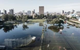 Un centre sportif inondé de Durban, le 15 avril 2022