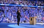 La vice-présidente américaine et candidate démocrate Kamala Harris, lors de la convention démocrate à Chicago, le 22 août 2024