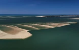 Vue aérienne du banc d'Arguin, îlot "mouvant" de sable près d'Arcachon, en Gironde, le 20 avril 2026