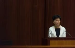 La cheffe de l'exécutif de Hong Kong Carrie Lam devant le Conseil législatif (Legco) à Hong Kong le 17 octobre 2019