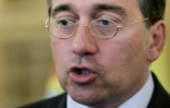 Le ministre espagnol des Affaires étrangères José Manuel Albares s'adresse à la presse après une réunion au Quai d'Orsay (ministère français des Affaires étrangères) à Paris, le 30 août 2024
