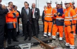 Le chef de l?État François Hollande à Villognon près d'Angoulême (Charente), lors de l'inauguration des infrastructures de la ligne "Sud Europe Atlantique", ou SEA Tours-Bordeaux, également appelée L'Océane, le 28 février 2017