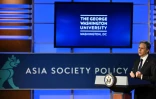 Le secrétaire d'Etat américain Antony Blinken lors d'un discours sur la politique des Etats-Unis envers la Chine, à l'université George Washington, le 26 mai 2022 à Washington 