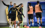 Les Belges s'entraînent à Dedovsk, en banlieue de Moscou, le 4 juillet 2018, à deux jours du match contre le Brésil