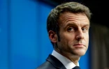 Emmanuel Macron lors d'une conférence de presse à l'issue d'une réunion spéciale du Conseil européen sur l'Ukraine à Bruxelles le 25 février 2022