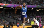 Le triple-sauteur américain Christian Taylor s'envole vers la victoire à Londres, le 10 août 2017