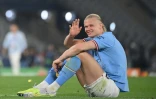 L'attaquant norvégien Erling Haaland souriant après le titre décroché par Manchster City en Ligue des champions au stade Ataturk le 10 juin 2023 à Istanbul