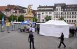 Des policiers sur les lieux d'une attaque au couteau à Mannheim, dans l'ouest de l'Allemagne, le 31 mai 2024