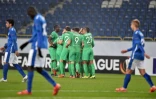 Les Stéphanois se congratulent après le but de Romain Hamouma contre le FC Dnipro, le 22 octobre 2015 à Dnipropetrovsk