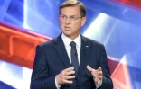 Le Premier ministre sortant Miro Cerar lors d'un débat télévisé à Ljubljana en Slovénie, le 28 mai 2018