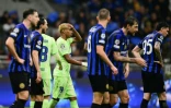 Lamine Yamal (3e à gauche) du Barça dépité après la défaite face à l'Inter Milan en demi-finale retour de Ligue des champions, le 6 mai 2025 à San Siro