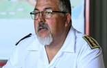 Le préfet de l'Aude Christian Pouget lors d'un point-presse à Lézignan-Corbières, dans l'Aude, le 10 août 2025 