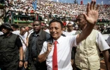 Le candidat à la présidentielle malgache Marc Ravalomanana, avant un meeting de campagne devant des dizaines de milliers de partisans, à Antananarivo, le 15 décembre 2018.