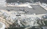 Image aérienne, prise le 3 septembre 2019 par les gardes-côtes américains, d'un port de plaisance de l'île d'Andros, dans les Bahamas