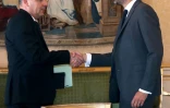 Le secrétaire général de la CFDT, Laurent Berger (à g) a rencontré le Premier ministre Edouard Philippe à Matignon à Paris le 25 mai 2018