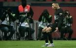 La joie de Kylian Mbappé, après avoir ouvert le score pour le Paris Saint-Germain face à Brest, lors de la 21e journée de Ligue 1, le 15 janvier 2022 au Parc des Princes