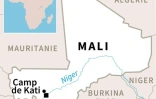 Carte du Mali localisant la capitale Bamako et le camp militaire de Kati