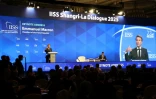 Le président français Emmanuel Macron prononce un discours à l'ouverture du Shangri-La Dialogue Summit à Singapour, le 30 mai 2025
