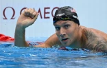L'Américain Caeleb Dressel vainqueur de sa demi-finale du 100 m libre au centre aquatique des Jeux de Tokyo, le 28 juillet 2021 