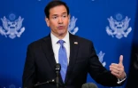 Le secrétaire d'Etat américain Marco Rubio lors d'un point presse après une rencontre avec le ministre russe des Affaires étrangères Sergueï Lavrov en marge de la 81e Assemblée générale des Nations unies à New York, le 23 septembre 2026