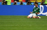 L'attaquant mexicain Hirving Lozano exulte après son but contre l'Allemagne lors du Mondial, le 17 juin 2018 à Moscou