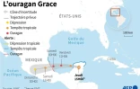 Localisation et trajectoire de l'ouragan Grace