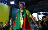 Le sénateur de droite et candidat du Parti libéral (PL) à la présidentielle, Flavio Bolsonaro, lors d'un rassemblement avant le second tour de l'élection, le 14 octobre 2026 à Porto Alegre, au Brésil