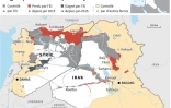 Carte de la Syrie et de l'Irak montrant les zones contrôlées, gagnées ou perdues par le groupe Etat islamique depuis janvier 2015 