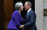 La Première ministre britannique Theresa May et le président du Conseil européen Donald Tusk au 10 Downing Street à Londres le 1er mars 2018