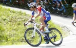 Le coureur français Thibaut Pinot dans l'ascension vers Cervinia, terme de la 20e étape du Tour d'Italie, le 26 mai 2018 