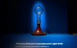 L'ampoule incandescente de Thomas Edison exposée lors d'une avant-première presse lors d'une avant-première presse de l'exposition "American Aspirations" au Smithsonian à Washington, le 28 mai 2026